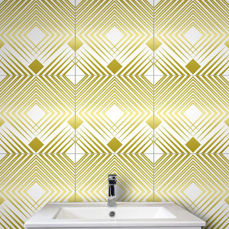 Yellow Rhombus Adhesive Wallpapers Temporary Contemporary Bathroom Wall Covering Yellow Clearhalo 'Wall Decor' 'Wallpaper' 1512806