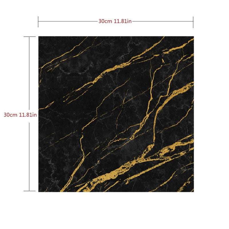 Marble Wallpaper Panels Self-Adhesive Modern Washroom Wall Decor in Black, 12' x 12" Clearhalo 'Modern wall decor' 'Modern' 'Wallpaper' Wall Decor' 1512826