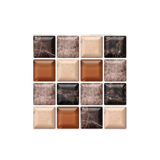 Brown Faux Marble Mosaics Wallpapers 18 Pieces Removable Wall Covering for Kitchen Clearhalo 'Wall Decor' 'Wallpaper' 1513028
