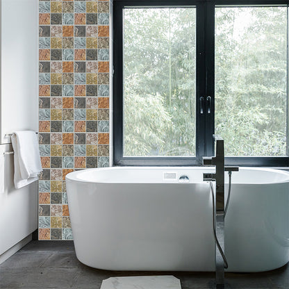 Modern Marble Mosaic Tile Wallpapers PVC Adhesive Brown Wall Decor for Bathroom (18 Pieces) Brown Clearhalo 'Wall Decor' 'Wallpaper' 1513030