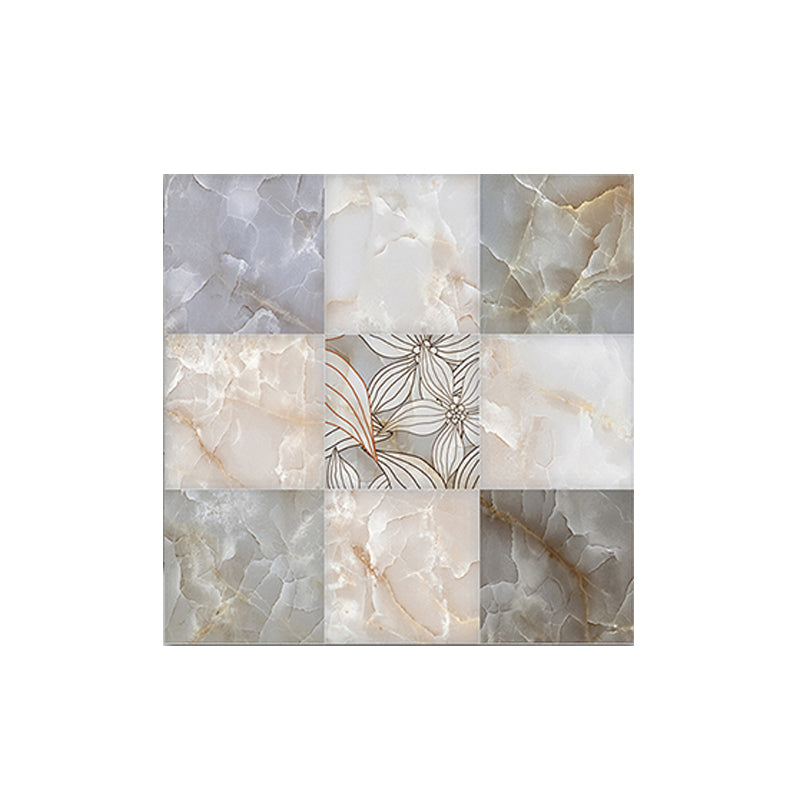 Floral Print Mosaic Tile Wallpapers for Home 18 Pcs Marble Wall Art in Grey, Pick Up Sticks Clearhalo 'Wall Decor' 'Wallpaper' 1513038