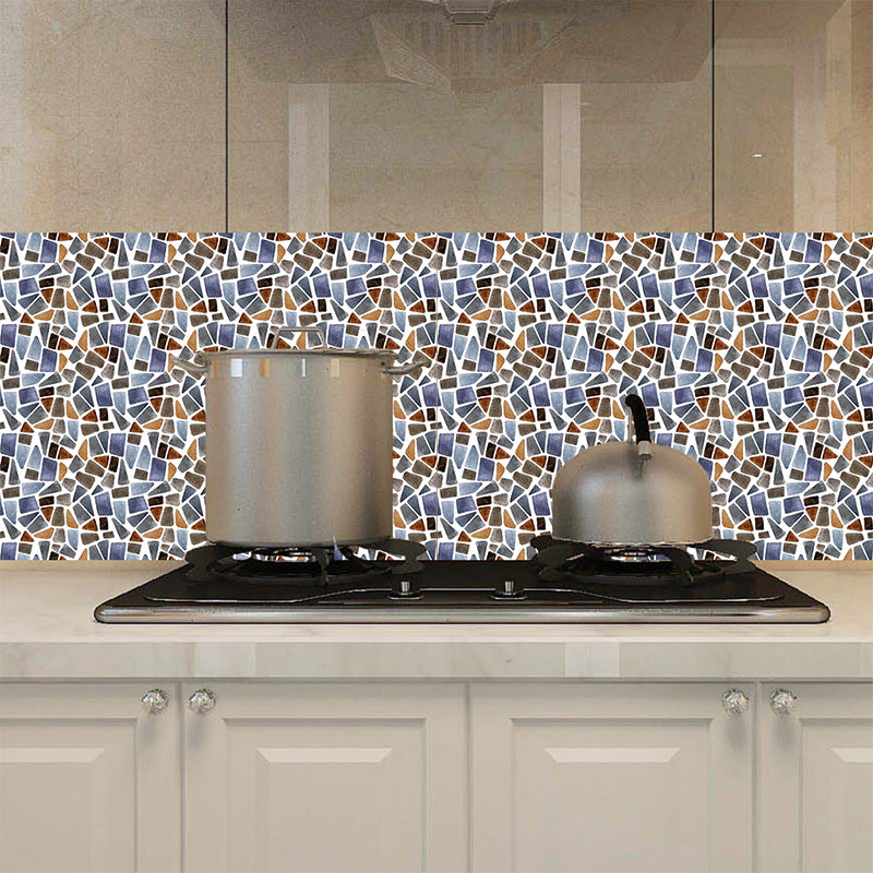 Boho Marble Pebbles Stick Wallpapers Blue Mosaic Tile Wall Decor for Kitchen Backsplash, 18 Pcs Blue Clearhalo 'Wall Decor' 'Wallpaper' 1513045