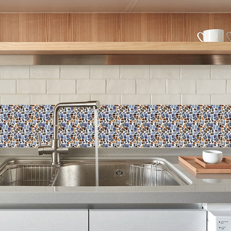 Boho Marble Pebbles Stick Wallpapers Blue Mosaic Tile Wall Decor for Kitchen Backsplash, 18 Pcs Clearhalo 'Wall Decor' 'Wallpaper' 1513046