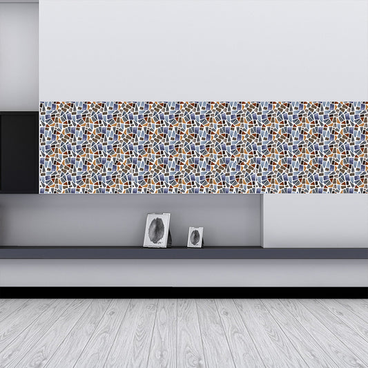 Boho Marble Pebbles Stick Wallpapers Blue Mosaic Tile Wall Decor for Kitchen Backsplash, 18 Pcs Clearhalo 'Wall Decor' 'Wallpaper' 1513047
