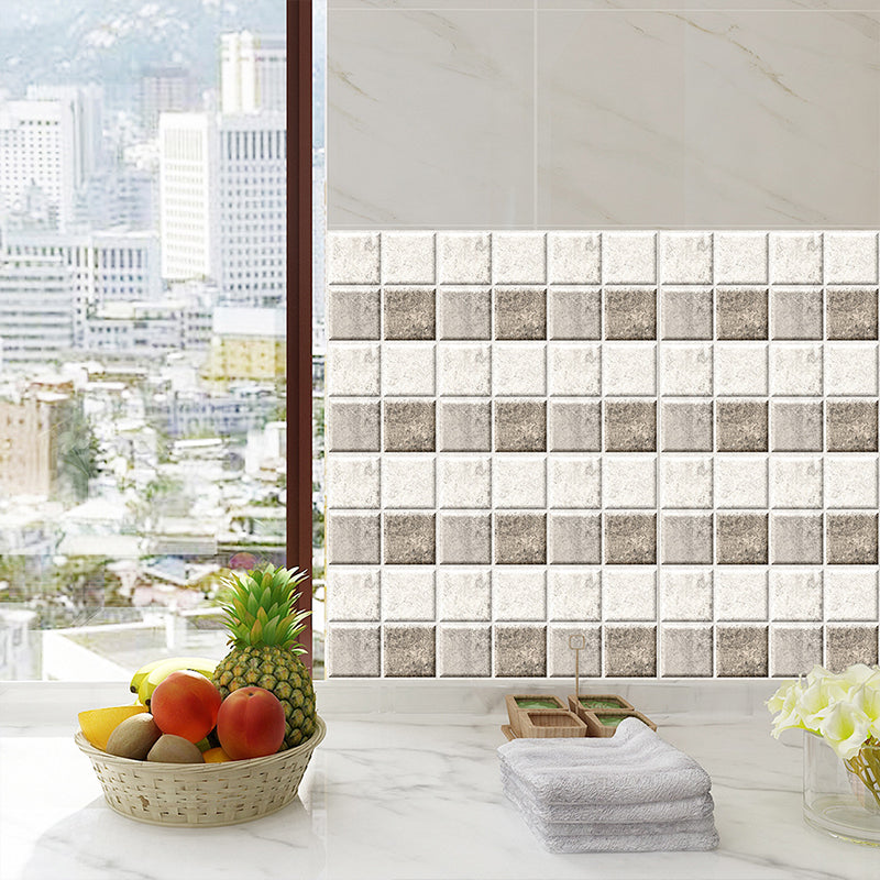 White Mosaic Tiles Wallpaper Panels 18 Pieces Stick On Modern Indoor Wall Decoration Clearhalo 'Wall Decor' 'Wallpaper' 1513062