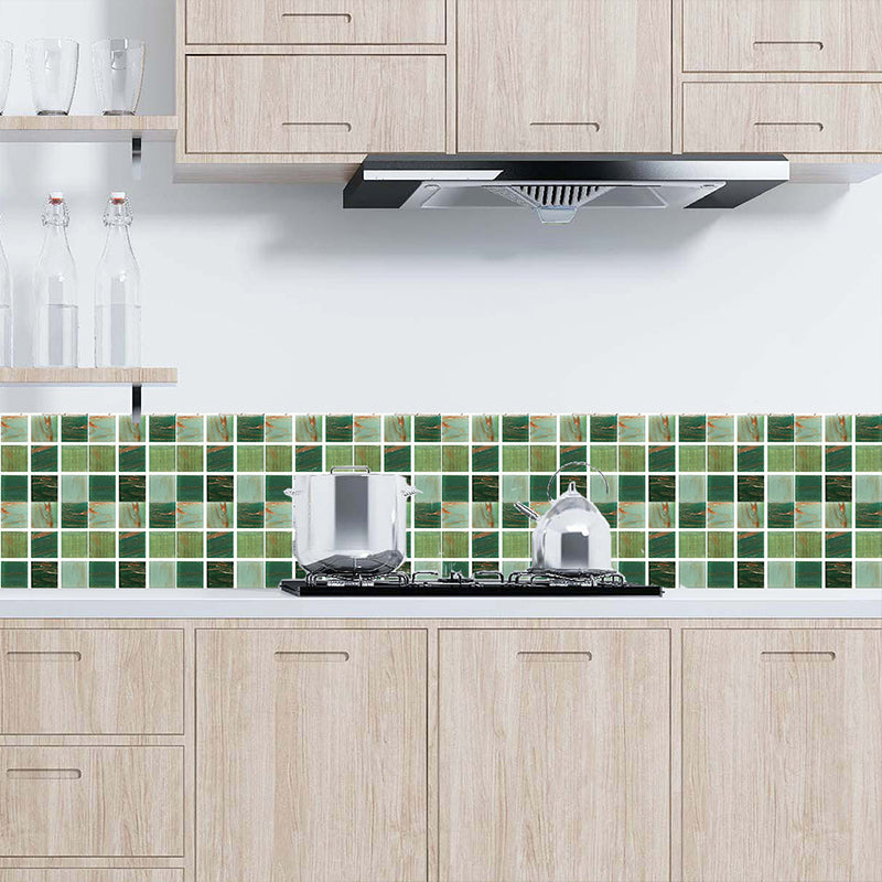 Marble Mosaic Tile Wallpaper Panels 18 Pcs Peel off Modern Kitchen Wall Decor, 8' L x 8" W Clearhalo 'Wall Decor' 'Wallpaper' 1513084