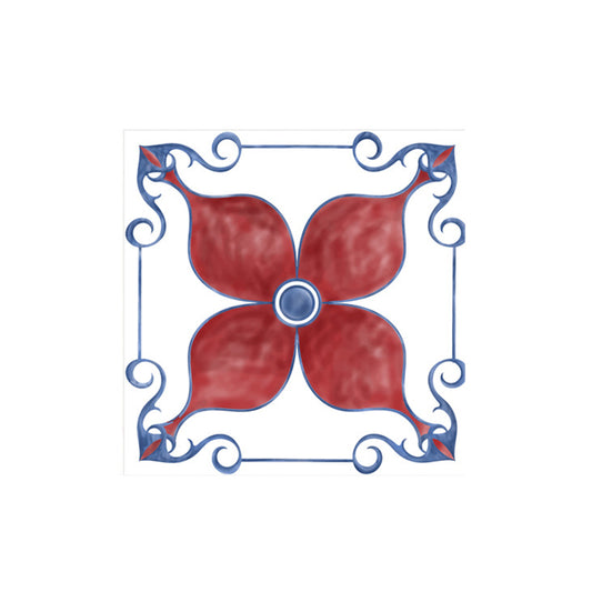 4-Petal Flower Adhesive Wallpapers in Red Bohemian Style Wall Art for Washroom, 20 Pieces Clearhalo 'Wall Decor' 'Wallpaper' 1513108