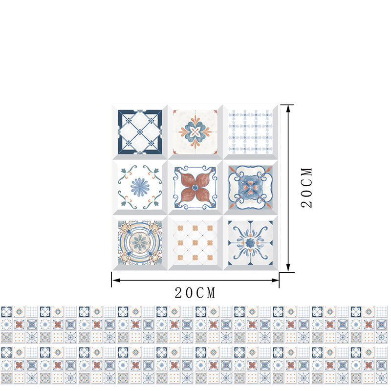 Blue Bohemian Peel Wallpapers 8.6-sq ft Mixed Pattern Wall Decor for Bathroom, 20 Pcs Clearhalo 'Wall Decor' 'Wallpaper' 1513119