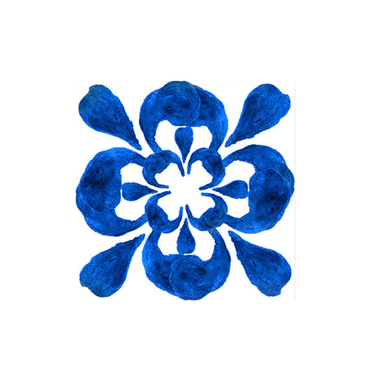 Hand-Painted Floral Tiles Wallpapers for Kitchen 7.8-sq ft Peel off Wall Covering in Blue, 18 Pcs Clearhalo 'Wall Decor' 'Wallpaper' 1513128