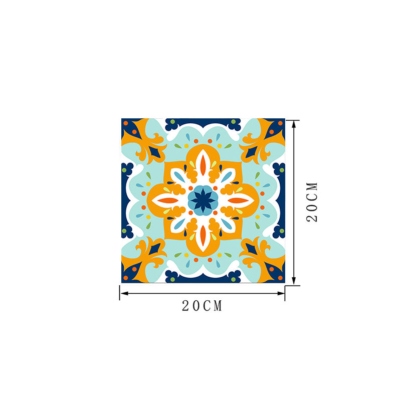 Green Flower Print Wallpaper Panels 18 Pieces Mosaic Tile Boho Peel and Stick Wall Decor Clearhalo 'Wall Decor' 'Wallpaper' 1513134