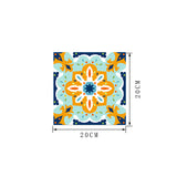 Green Flower Print Wallpaper Panels 18 Pieces Mosaic Tile Boho Peel and Stick Wall Decor Clearhalo 'Wall Decor' 'Wallpaper' 1513134