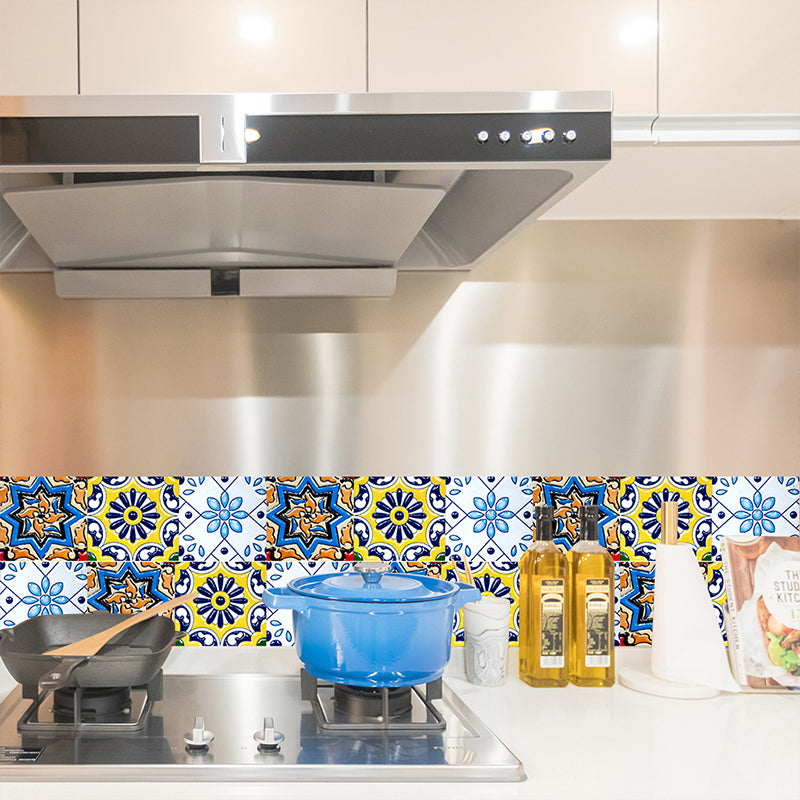 18 Pcs Flowers Wallpaper Panels Bohemian Self-Stick Kitchen Wall Covering, 7.8-sq ft Clearhalo 'Wall Decor' 'Wallpaper' 1513151