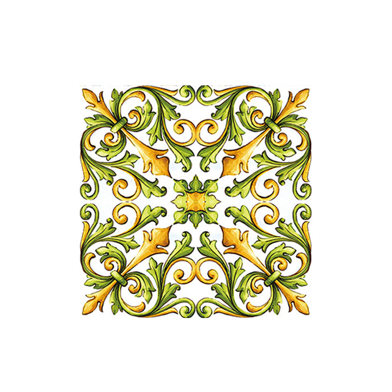 Mosaics Tile Adhesive Wallpapers 18 Pieces Boho Enchanting Fleur-De-Lis Wall Art in Green, 8' x 8" Clearhalo 'Wall Decor' 'Wallpaper' 1513157