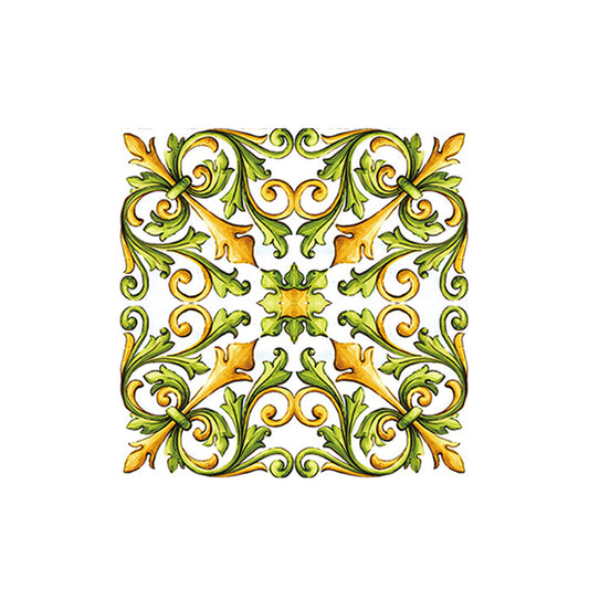 Mosaics Tile Adhesive Wallpapers 18 Pieces Boho Enchanting Fleur-De-Lis Wall Art in Green, 8' x 8" Clearhalo 'Wall Decor' 'Wallpaper' 1513157