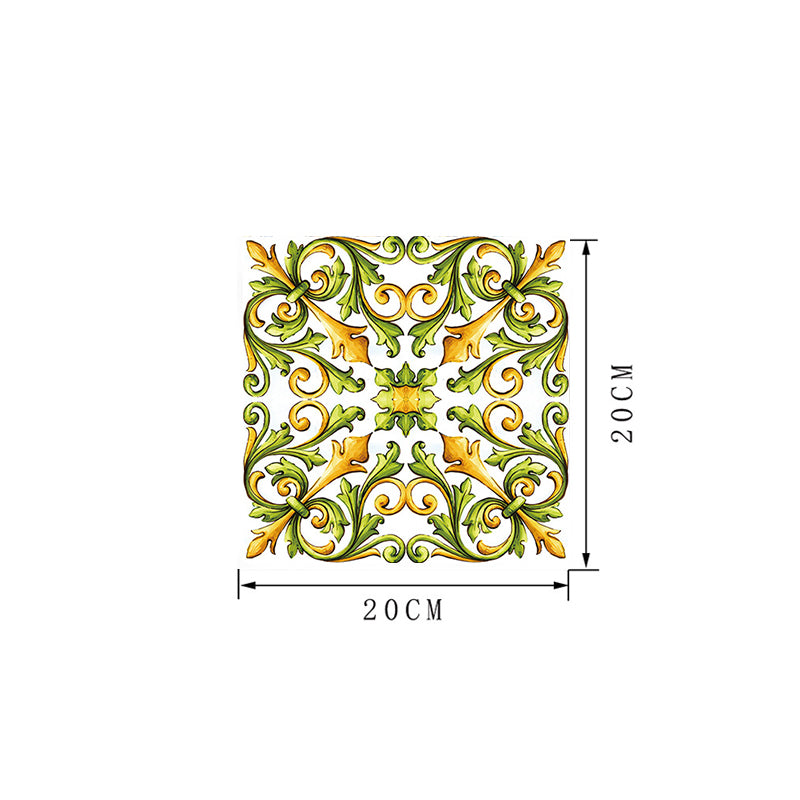 Mosaics Tile Adhesive Wallpapers 18 Pieces Boho Enchanting Fleur-De-Lis Wall Art in Green, 8' x 8" Clearhalo 'Wall Decor' 'Wallpaper' 1513158