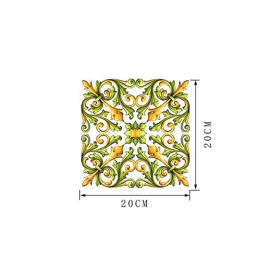 Mosaics Tile Adhesive Wallpapers 18 Pieces Boho Enchanting Fleur-De-Lis Wall Art in Green, 8' x 8" Clearhalo 'Wall Decor' 'Wallpaper' 1513158