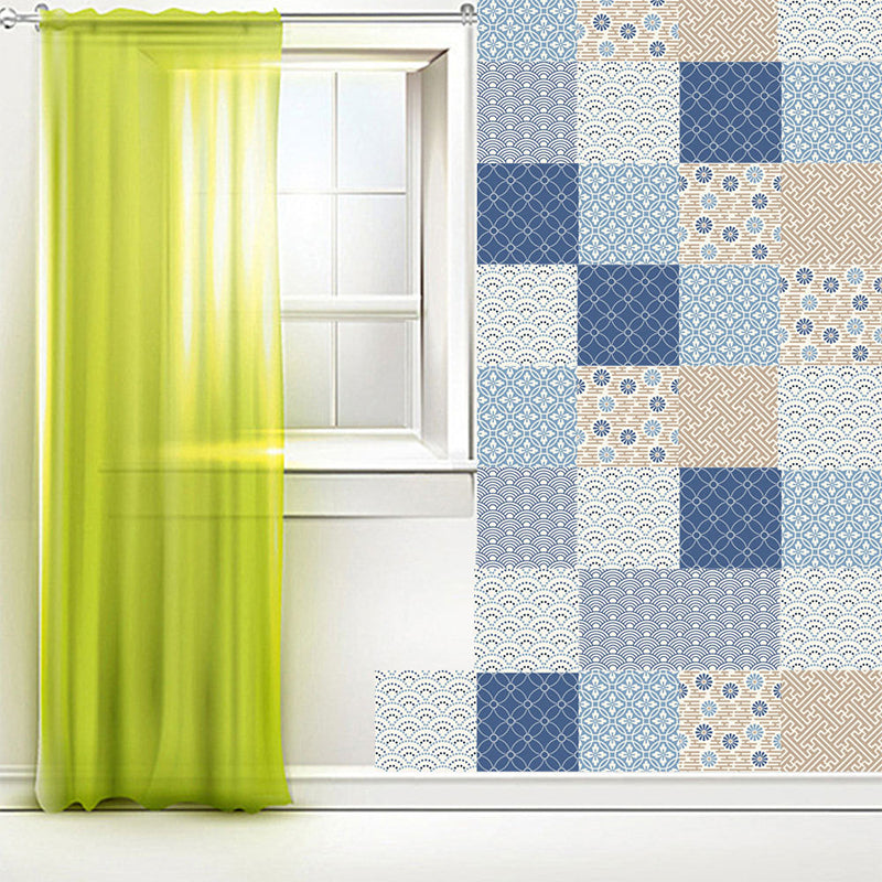 Blue Mediterranean Peel Wallpaper Panels 18 Pieces 8' L x 8" W Wave Pattern Wall Decor Blue Clearhalo 'Wall Decor' 'Wallpaper' 1513172