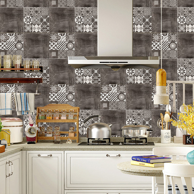 Adhesive Mosaic Tile Wallpaper Panels 20 Pcs Retro Style Wall Covering for Kitchen Clearhalo 'Vintage wall decor' 'Vintage' 'Wallpaper' Wall Decor' 1513221