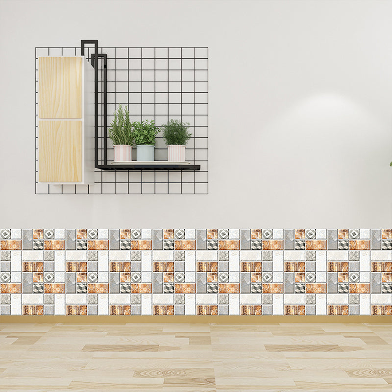 Mosaic Tiles Wallpaper Panel Set Pick Up Sticks Vintage Kitchen Wall Decor, 7.8-sq ft (18 Pcs) Clearhalo 'Vintage wall decor' 'Vintage' 'Wallpaper' Wall Decor' 1513252