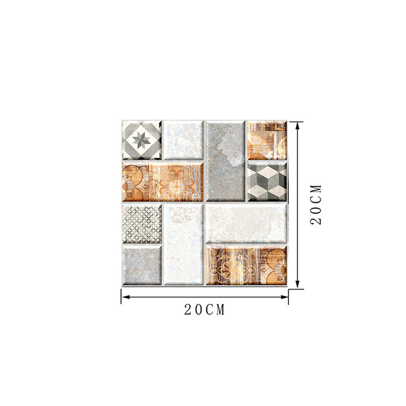 Mosaic Tiles Wallpaper Panel Set Pick Up Sticks Vintage Kitchen Wall Decor, 7.8-sq ft (18 Pcs) Clearhalo 'Vintage wall decor' 'Vintage' 'Wallpaper' Wall Decor' 1513254