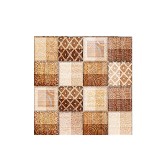 Retro Geometric Pattern Mosaic Wallpapers PVC Self-Stick Brown Wall Covering for Kitchen, 18 Pcs Clearhalo 'Vintage wall decor' 'Vintage' 'Wallpaper' Wall Decor' 1513268