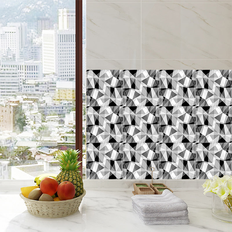 Geometry 3D Triangle Wallpapers 18 Pcs Adhesive Modern Kitchen Backsplash Wall Covering, 7.8-sq ft Grey Clearhalo 'Modern wall decor' 'Modern' 'Wallpaper' Wall Decor' 1513291