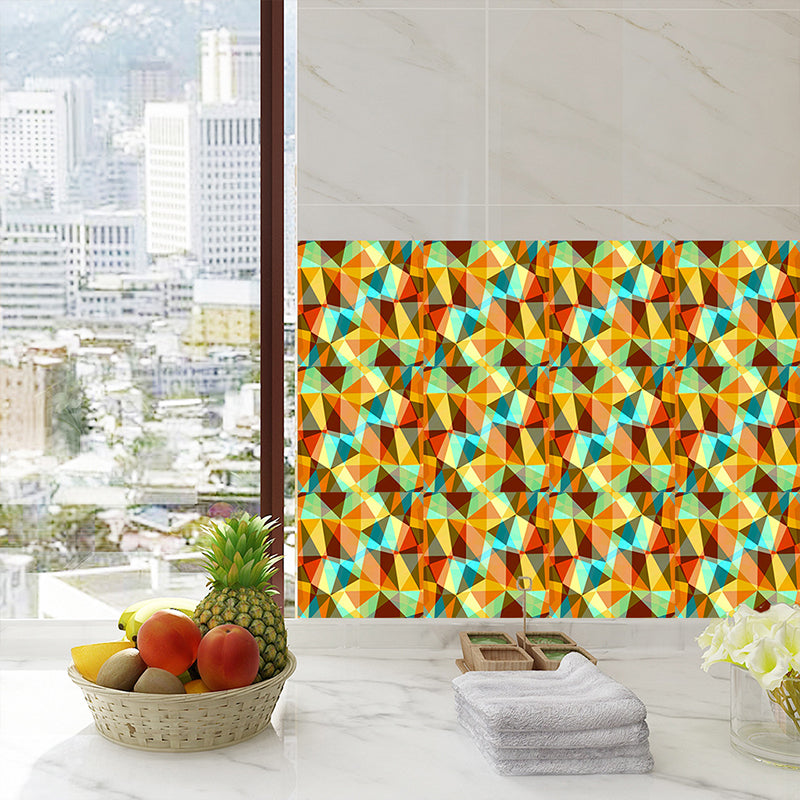 Modern 3D Illusion Peel Wallpapers Orange Geometric Wall Covering for Home, 18 Pieces Clearhalo 'Modern wall decor' 'Modern' 'Wallpaper' Wall Decor' 1513341