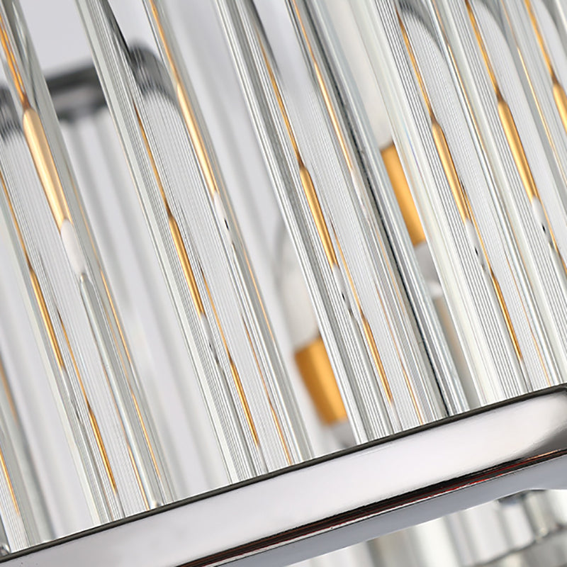 Hexagon Chrome Pendant Chandelier Light Modern Metal Multi Light Hanging Lamp with Crystal for Living Room Clearhalo 'Ceiling Lights' 'Chandeliers' 'Modern Chandeliers' 'Modern' Lighting' 151337