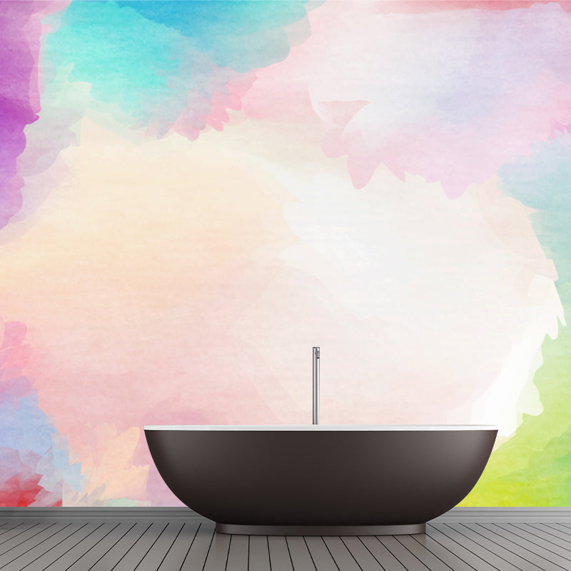 Cloud Wall Paper Mural Pink Art Deco Wall Covering for Girls Bedroom, Custom Print Clearhalo 'Wall Decor' 'Wall Mural' 1513410