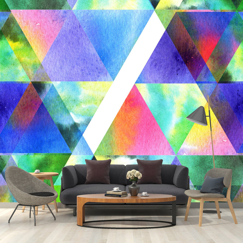 Full-Size Triangle Mural Wallpaper Green Non-Woven Fabric Wall Art, Waterproof, Custom Made Green Clearhalo 'Wall Decor' 'Wall Mural' 1513414