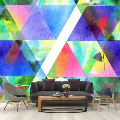 Full-Size Triangle Mural Wallpaper Green Non-Woven Fabric Wall Art, Waterproof, Custom Made Green Clearhalo 'Wall Decor' 'Wall Mural' 1513414