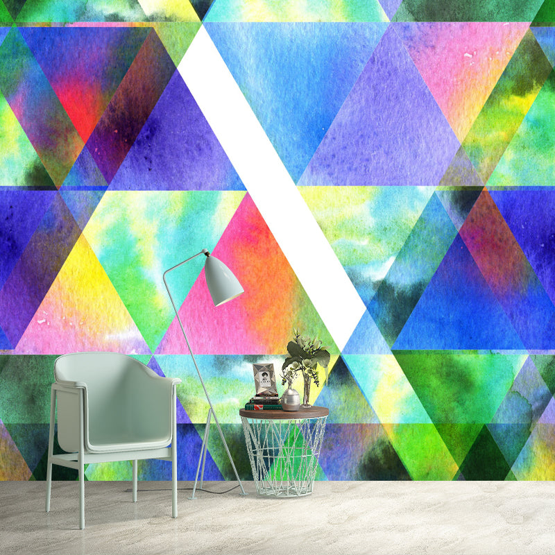 Full-Size Triangle Mural Wallpaper Green Non-Woven Fabric Wall Art, Waterproof, Custom Made Clearhalo 'Wall Decor' 'Wall Mural' 1513415