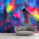 Non-Woven Washable Wall Mural Art Deco Hand Painted Abstract Wall Covering in Blue Clearhalo 'Wall Decor' 'Wall Mural' 1513435