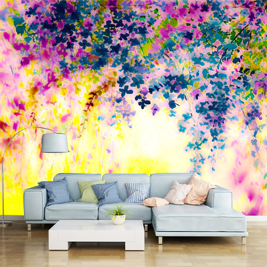 Beautiful Wisteria Painting Mural Decal for Bedroom Watercolor Wall Art, Custom Made Clearhalo 'Wall Decor' 'Wall Mural' 1513446