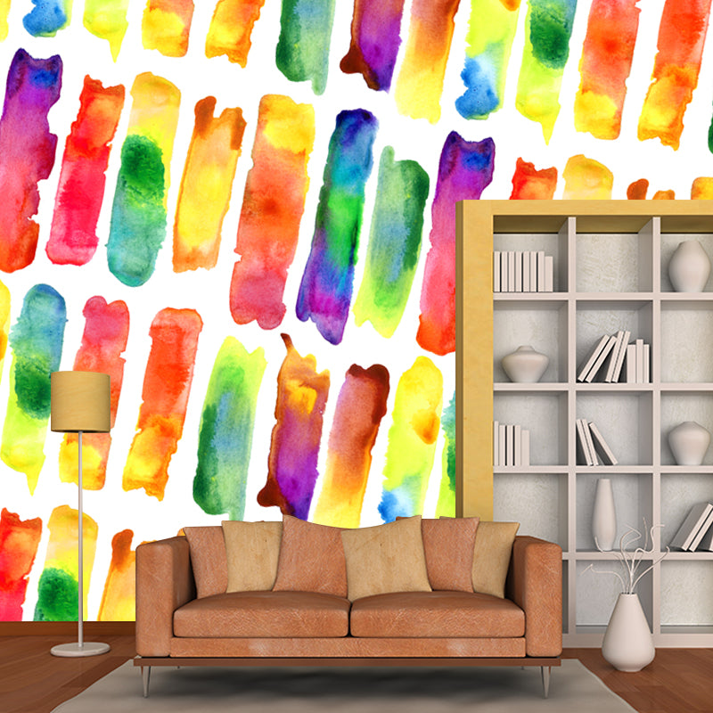 Watercolour Stroke Mural Wallpaper Yellow Modern Art Wall Decoration for Living Room Clearhalo 'Wall Decor' 'Wall Mural' 1513476