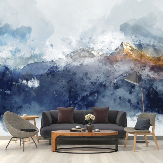 Artistry Foggy Mountain Wall Mural Grey Water Resistant Wall Decoration for Bedroom Clearhalo 'Wall Decor' 'Wall Mural' 1513491