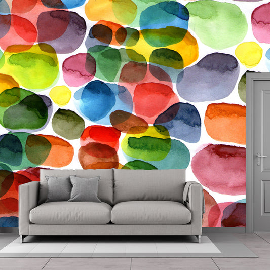 Large Watercolor Pebbles Mural Orange Non-Woven Fabric Wall Art, Washable, Custom Print Clearhalo 'Wall Decor' 'Wall Mural' 1513496