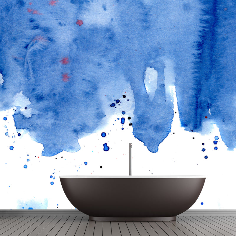 Minimalist Aesthetics Watercolor Mural Blue Melting Painting Wall Covering for Hallway Clearhalo 'Wall Decor' 'Wall Mural' 1513500