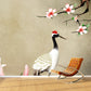 Light Brown Chinese Wallpaper Mural Whole Flower and Red-Crown Crane Wall Art for Home Clearhalo 'Wall Decor' 'Wall Mural' 1513505
