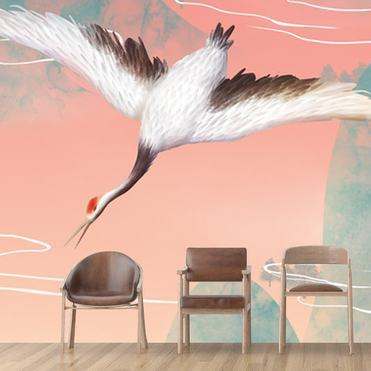 Blue Mountain Landscape Mural Hovering Halcyon Oriental Waterproof Wall Decoration Clearhalo 'Wall Decor' 'Wall Mural' 1513693