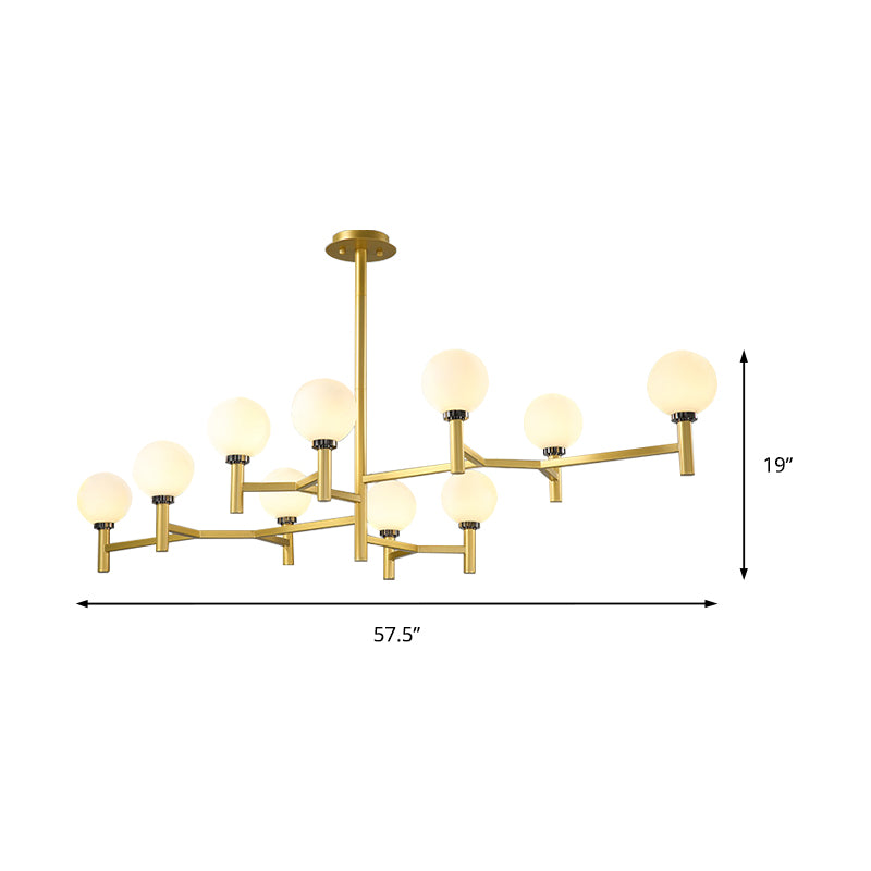 Modern Orbit Chandelier Pendant White Glass 10-Head Living Room Island Light in Black/White/Gold Clearhalo 'Ceiling Lights' 'Glass shade' 'Glass' 'Island Lights' Lighting' 151370