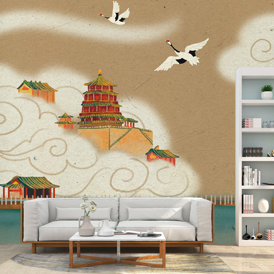 Myths Heaven Palace Mural Wallpaper Indoor Chinese Element Wall Covering, Custom Size Clearhalo 'Wall Decor' 'Wall Mural' 1513732