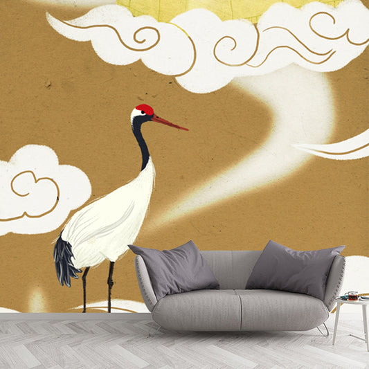Oriental Floating Palace Wallpaper Mural for Home Customized Wall Covering in Tan Clearhalo 'Wall Decor' 'Wall Mural' 1513747