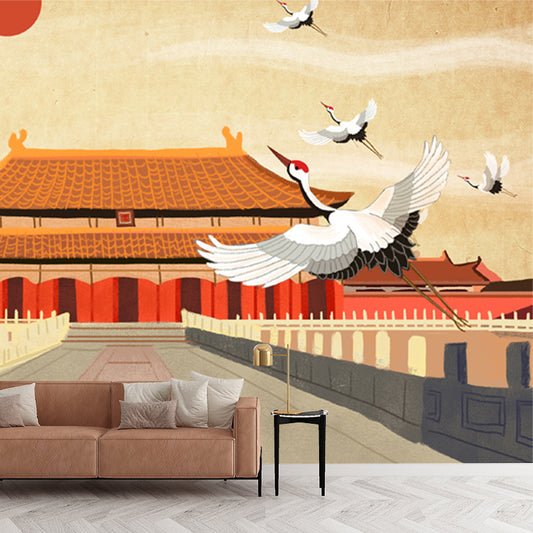 Beige Pathway to Palace Mural Water-Proof Chinese Style Living Room Wall Decoration Clearhalo 'Wall Decor' 'Wall Mural' 1513812