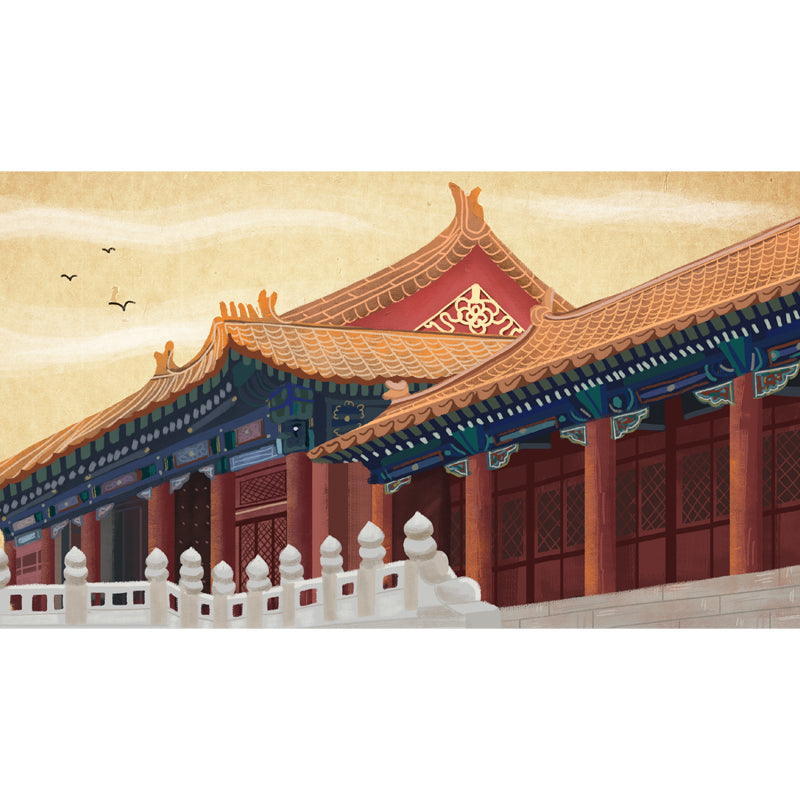 Chinese Imperial Palace Wallpaper Mural Non-Woven Waterproof Yellow Wall Decor for Home Clearhalo 'Wall Decor' 'Wall Mural' 1513840