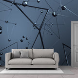 3D Geometric Shapes Wall Mural for Boys Room Customized Wall Art in Black, Non-Woven Black custom Clearhalo 'Wall Decor' 'Wall Mural' 1513919