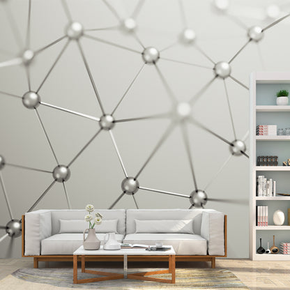Stain-Proof Molecular Structure Mural Custom Size 3D Wall Covering for Accent Wall White Clearhalo 'Wall Decor' 'Wall Mural' 1513958