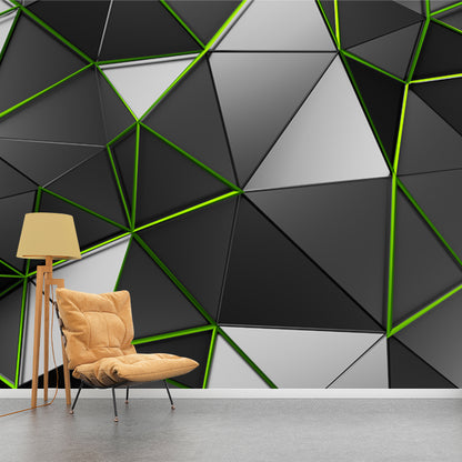 Contemporary Origami Wall Paper Mural Grey 3D Geometry Wall Art for Boys Bedroom Grey Clearhalo 'Wall Decor' 'Wall Mural' 1513967