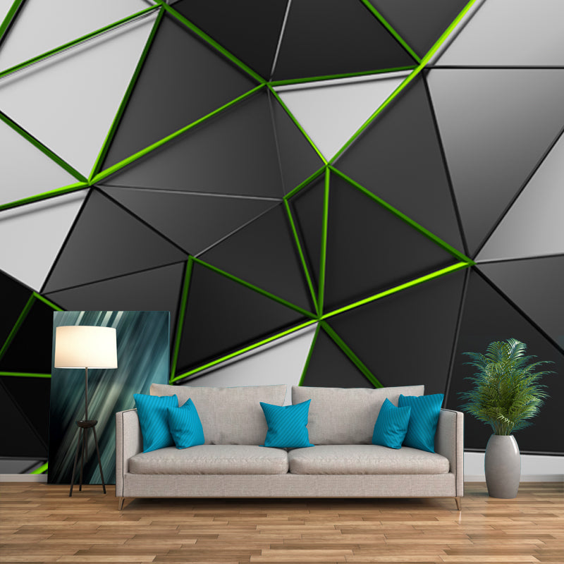 Contemporary Origami Wall Paper Mural Grey 3D Geometry Wall Art for Boys Bedroom Clearhalo 'Wall Decor' 'Wall Mural' 1513968