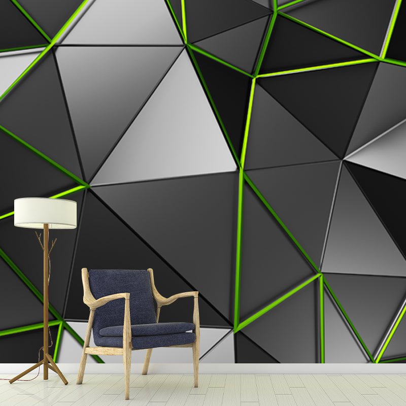 Contemporary Origami Wall Paper Mural Grey 3D Geometry Wall Art for Boys Bedroom Clearhalo 'Wall Decor' 'Wall Mural' 1513969